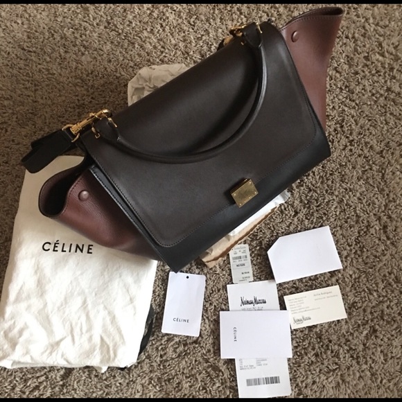 🚫SOLD🚫 Celine Small trapeze Strap Black Burgundy - Picture 5 of 8